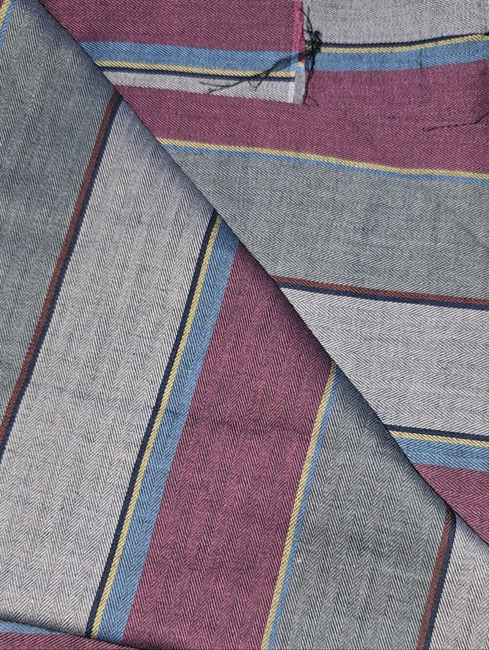 Striped Multi-Color Fabric 2 1/2  Yards Burgundy, Gray, Blue NWOT